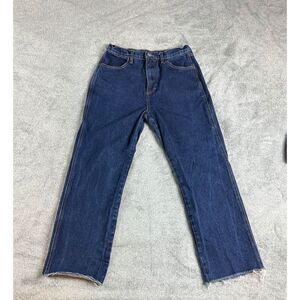 J. Galt Shanghai High Rise Frayed Hem Jeans Straight Leg Blue Denim Size L